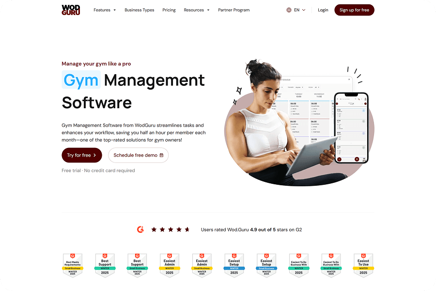 WodGuru — strona produktu SaaS